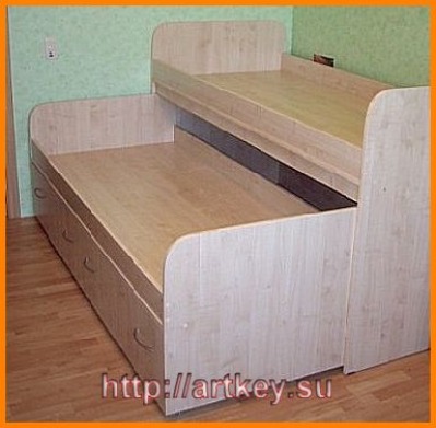 Невысокая двухъярусная кроватка - вид 1 миниатюра