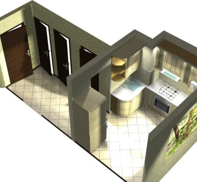 Проект кухни в офис или квартиру студия - вид 2 миниатюра