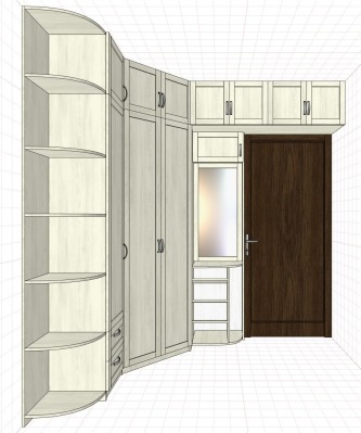 Проект шкафа в прихожую с антресолью над дверью - вид 1 миниатюра