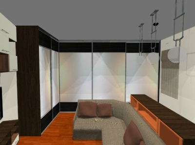 Проект шкафа купе углового для квартиры Студия - вид 1 миниатюра