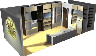 Проект трех шкафов в гостиной - вид 1 миниатюра
