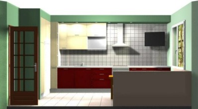 Проект кухни угловой встроенной - вид 3 миниатюра