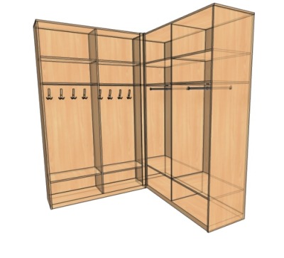 Шкаф офисный гардеробный углом - вид 3 миниатюра