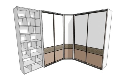 Проект шкафа купе углом в спальню - вид 9 миниатюра