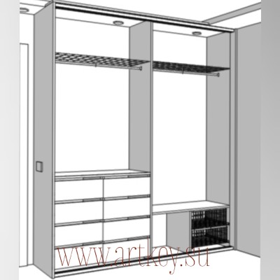 Проект полу-встроенного шкафа купе - вид 3 миниатюра
