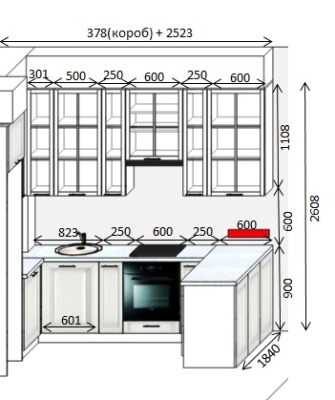 Кухня в классическом стиле П-образная - проект - вид 10 миниатюра