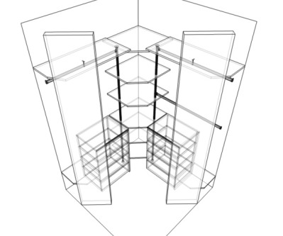 Встроенная угловая гардеробная - вид 7 миниатюра